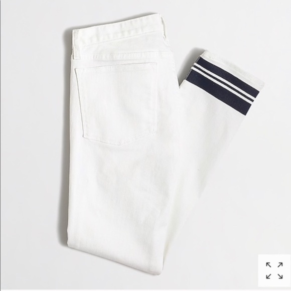 J Crew Grosgrain Striped Hem Skinny Jeans - 26 - Picture 2 of 8